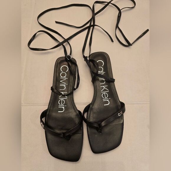 Calvin Klein Gladiator Black Sandals Size 7 In Black - Picture 4 of 5